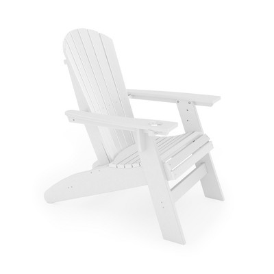 White Adirondack Chair ¨C Sturdy HDPE Poly Lumber for Poolside, Patio, and Garden Relaxation