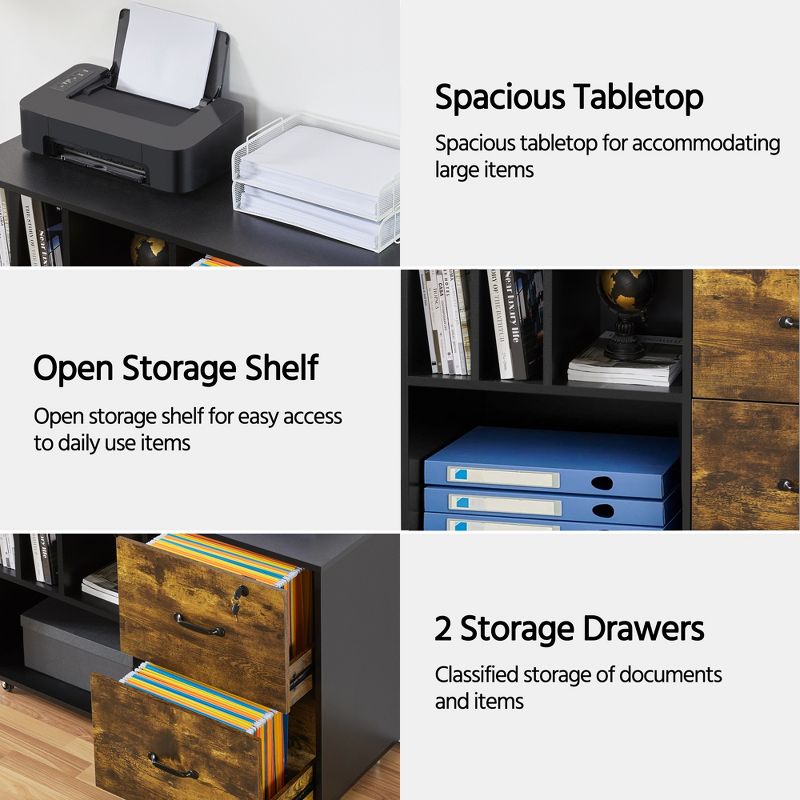 Yaheetech Mobile Letter Size Rolling File Cabinet With Drawers and Storage Shelves for Home Office, 5 of 9