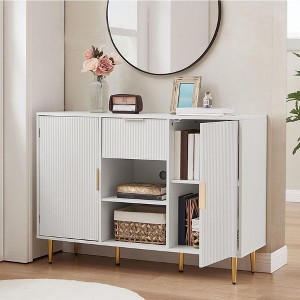 Modern Sideboard Buffet Cabinet, Kitchen Pantry Cabinet With Adjustable Shelves, Accent Storage Cabinet with Metal Legs for Kitchen Living Room - 1 of 4