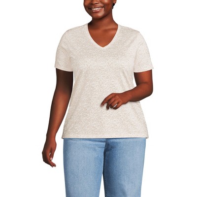 Lands' End Women's Relaxed Supima Cotton V-Neck T-Shirt