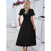 Elegant Summer Maxi Tiered Dress for Women V Neck Garden Party Formal Dress with Tiny Floral Embroidery High Waist Shirred Dress - 2 of 4