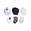 Hudson Baby Infant Boy Caps or Headbands, Bibs, Mittens and Socks 12pc Set, Space, 0-6 Months - 4 of 4
