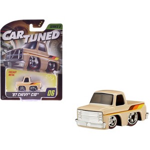 1987 Chevrolet C10 Pickup Truck Beige with Stripes "Customs" Series 3 Die Cast Model Car by CarTuned - 1 of 4