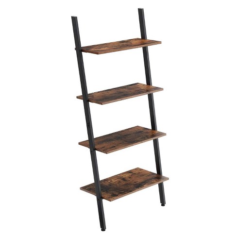 59 1 Rustic Ladder Style Iron Bookcase, Iron Wood Shelves