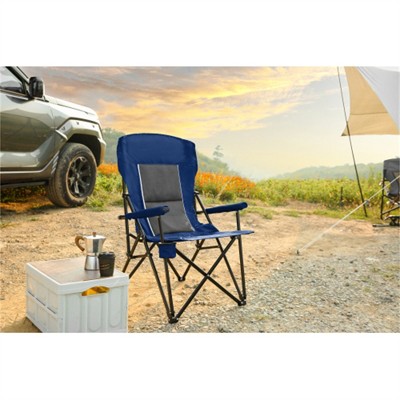 SKRAN High Back Heavy Duty Lawn Chair Support 250LBS, Portable Collapsible Chair with Cup Holder for Camping, Outdoor, Barbeque -Navy blue