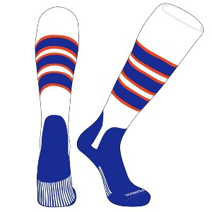 PEAR SOX OTC Baseball Softball Stirrup Socks (C, 5in) White, Orange, Royal, R (L) - 1 of 3