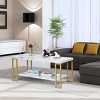 Modern Coffee Table Faux Marble Top Accent Cocktail Table w/Gold Metal Frame - 4 of 4