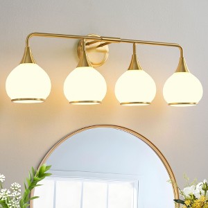 KAISITE 2-Light Modern Bathroom Vanity Light with Globe Glass Shades, Elegant Wall Fixture for Mirror, Sink or Dressing Area - 1 of 4