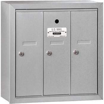 Salsbury Industries Vertical Mailbox - 3 Doors - Aluminum - Surface Mounted - USPS Access