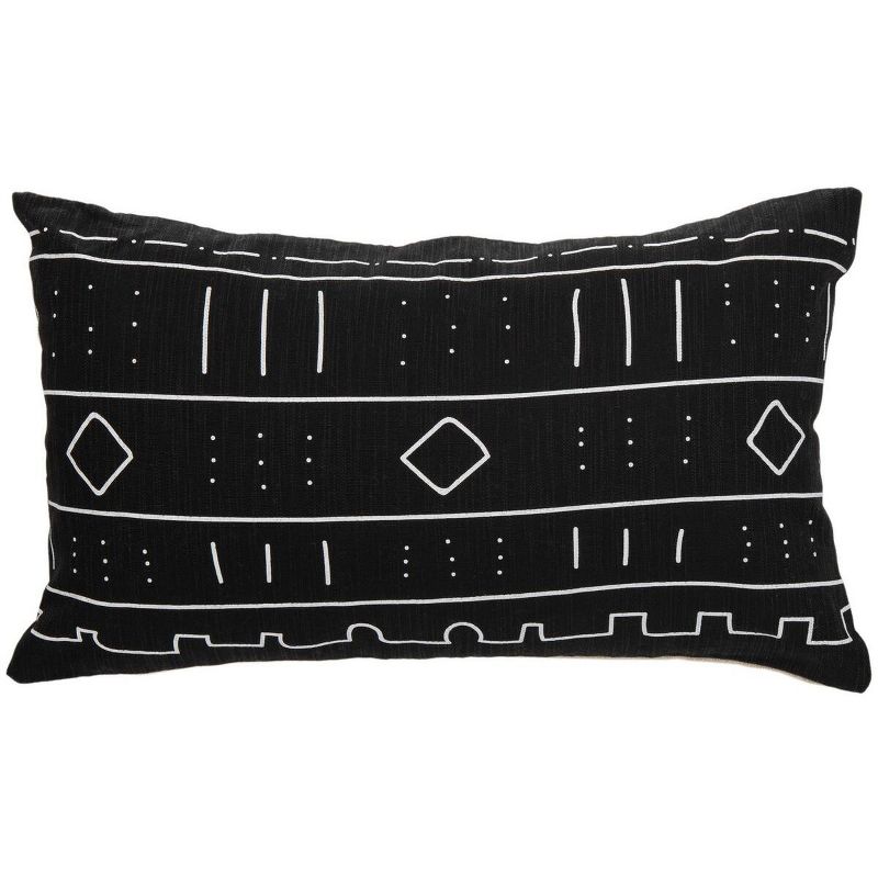 Bardon Pillow - Black/White - 12" x 20" - Safavieh ., 1 of 5