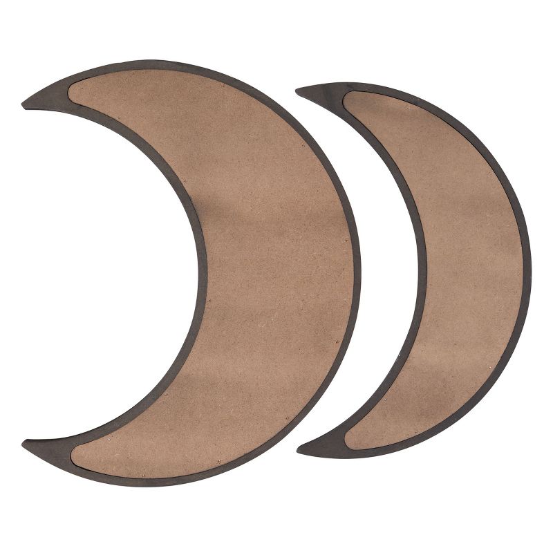 2 Piece Wooden Crescent Moon Tray for Crystals and Essential Oils, Rustic Home Decor for Nursery (Dark Brown), 4 of 7
