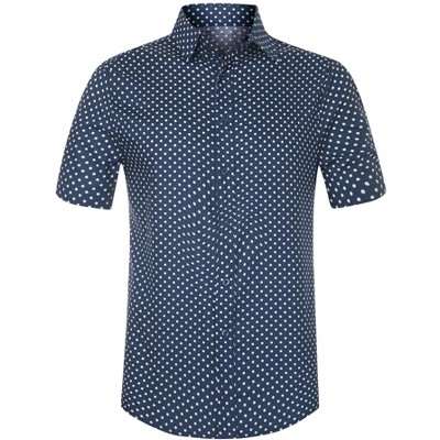 INSPIRE CHIC Men's Polka Dots Short Sleeves Button Printed Summer Shirts