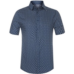 INSPIRE CHIC Men's Polka Dots Short Sleeves Button Printed Summer Shirts - 1 of 4