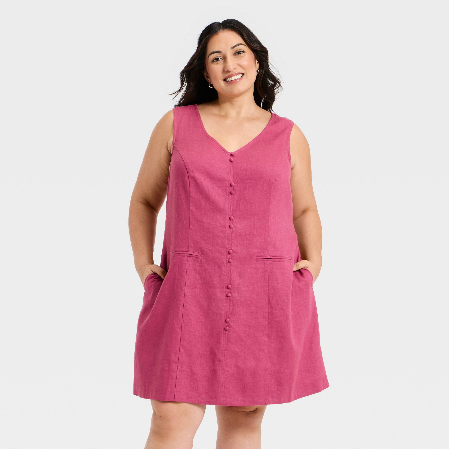 Women's Button-Front Shift Dress - Ava & Viv™