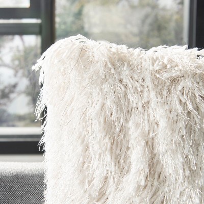 20'' Off-White Shag Plush Decorative Pillow