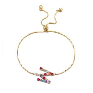 Adornia 14k Gold Plated Multi Color Stone Initial Bolo Bracelet - 1 of 1