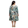 24seven Comfort Apparel Long Sleeve Midi Dress in Teal Paisley Floral Print - 3 of 3