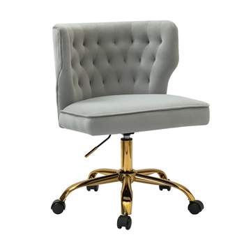 Gabriel Contemporary Wooden Upholstered Task Chair with Golden Chassis for Living Room Office Chair | KARAT HOME