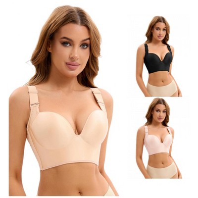 INSPIRE CHIC 3 Pcs Women's Wirefree Convertible Tummy Control 6 Hooks Push Up Bras