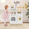 Costway Play Kitchen with 3 Adjustable Heights, Microwave, Stoves, Sink, Oven, Ice Maker White/Pink - 4 of 4
