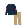 Andy & Evan  Infant  Navy Collared Sweater w/Cognac Hybrid Pant - 3 of 4