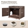 Hausource Handwoven Rattan Cat Litter Box Enclosure Hidden Furniture with Door & Removable Mat - 4 of 4
