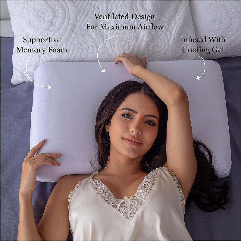 PharMeDoc Cooling Gel Infused Memory Foam Ventilated Hole-Punch Bed Pillow, 5 of 8