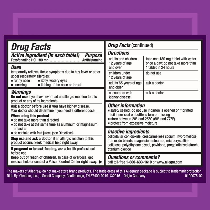 Allegra 24 Hour Allergy Relief Tablets - Fexofenadine Hydrochloride, 3 of 9