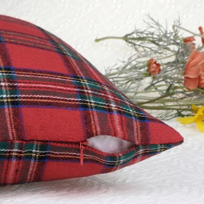 Red Tartan Plaid Polyester Euro Pillow Covers, 20x20, 2 Pcs