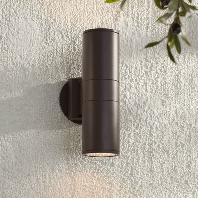 Bronze and Brown Aluminum Dual Light Outdoor Wall Fixture