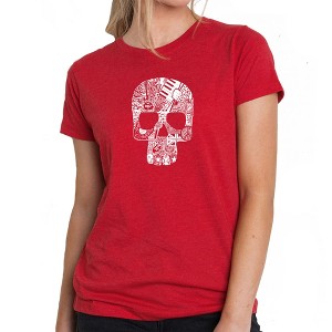 LA Pop Art Rock n Roll Skull - Women's Premium Blend Word Art T-Shirt - 1 of 4