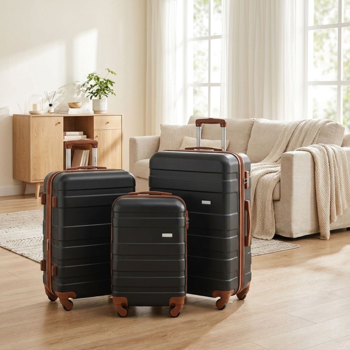 Polibi ABS Hardshell Luggage Set 3 Piece, Lightweight Suitcases with Spinner Wheels TAS Lock 20" 24" 28" - thumbnail 2