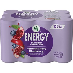 V8+ Energy Pomegranate Blueberry Energy Drink from Black & Green Tea - 12pk/8 fl oz Cans - 1 of 4