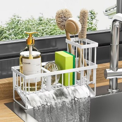 LunaLulinlk Sink Caddy,Kitchen Sponge Holder,Waterproof and Rustproof White Kitchen Accessory