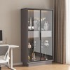 KWPZQEB 60.6'' Tall Freestanding Display Cabinet, Pantry Cabinet with Adjustable Tempered Glass Shelves, Corner Cabinet for Entryway, Kitchen, Gray - 3 of 4