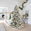 LuxenHome 7Ft Pre-Lit Flocked Artificial Pine Christmas Tree with Pinecones and Metal Stand Green - 2 of 4