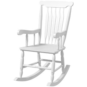 Aghana Digitals Black Wooden Porch Rocker Chair with High Back & Armrests, 350 lbs Capacity for - 1 of 4
