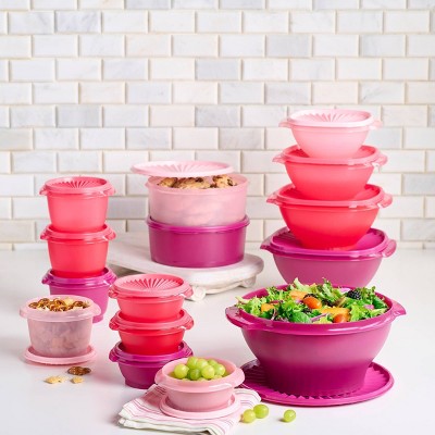 Tupperware 30pc (set of 15) Heritage Food Storage Container Set Pink: Stackable, BPA-Free, Dishwasher-Safe, Airtight Seal
