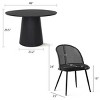 5-piece Dining Set for 4, 46" Round Dining Table Set with 4 Bouclé Fabric and Rattan Backrest Chair, Dining Room Furniture - Maison Boucle - 3 of 4