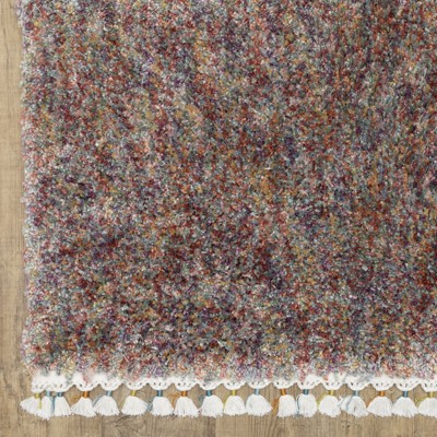 Ivory and Multi-colored Synthetic Hand-knotted Oriental Rug 5'3" x 7'6"