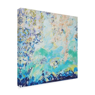 Symmetrical Abstract Canvas Art in Blue and Green, 35 x 35 Inches