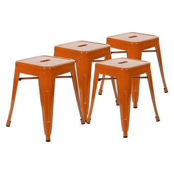 Merrick Lane Set of 4 Sloane 18" High Backless Stacking Dining Stools with Durable Metal Frame