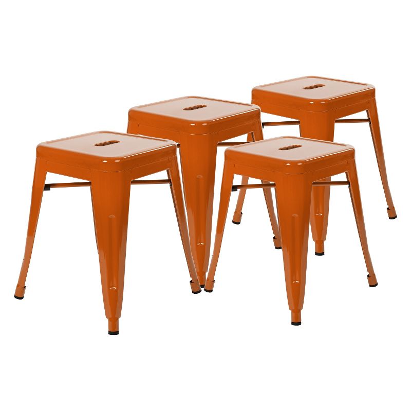Emma and Oliver 18 Inch Table Height Indoor Stackable Metal Dining Stool-Set of 4, 1 of 10