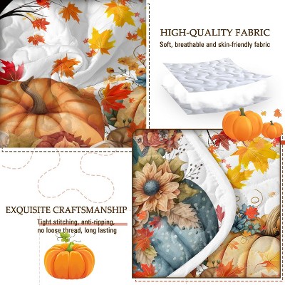 Aeelleea Soft Lightweight Colorful Pumpkin Printed Bedding Set Queen Size with 2 Pillowcases for All Season — фото 3