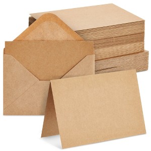 Sustainable Greetings 48 Pack 4 x 6-inch Kraft Blank Cards and Envelopes - DIY Greeting Notes for Birthday, Invitations and All Occasions - 1 of 4