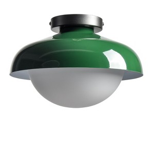 CLAXY Modern Green Barn Ceiling Light Fixture Opal Glass Shade - 1 of 4