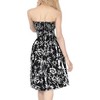 LA LEELA Women's Holiday Flowy Backless Summer Boho Smocked Mini Swing Beach Dress Tube Top Strapless Dresses for Women One Size Black, Floral - 3 of 4