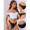 Allegra K Women's Waist Lace Low-Waisted T-Back Striped Thongs - 3 of 4