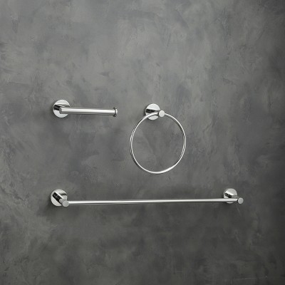 Chrome 3-Piece Stainless Steel Bathroom Hardware Set