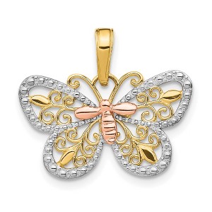 Black Bow Jewelry 14k Yellow & Rose Gold with White Rhodium 21mm Butterfly Pendant - 1 of 4